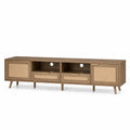 TV-Schrank Holz Rattan Braun 180x45x50cm