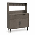 Sideboard mit Regale und Haken aus Holz und Metall Grau