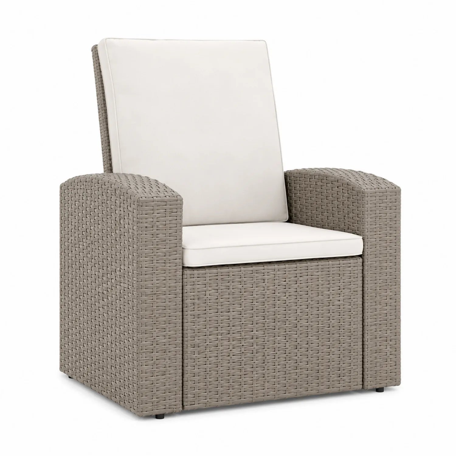 Polyrattan Outdoor Stuhl Beige/Weiß