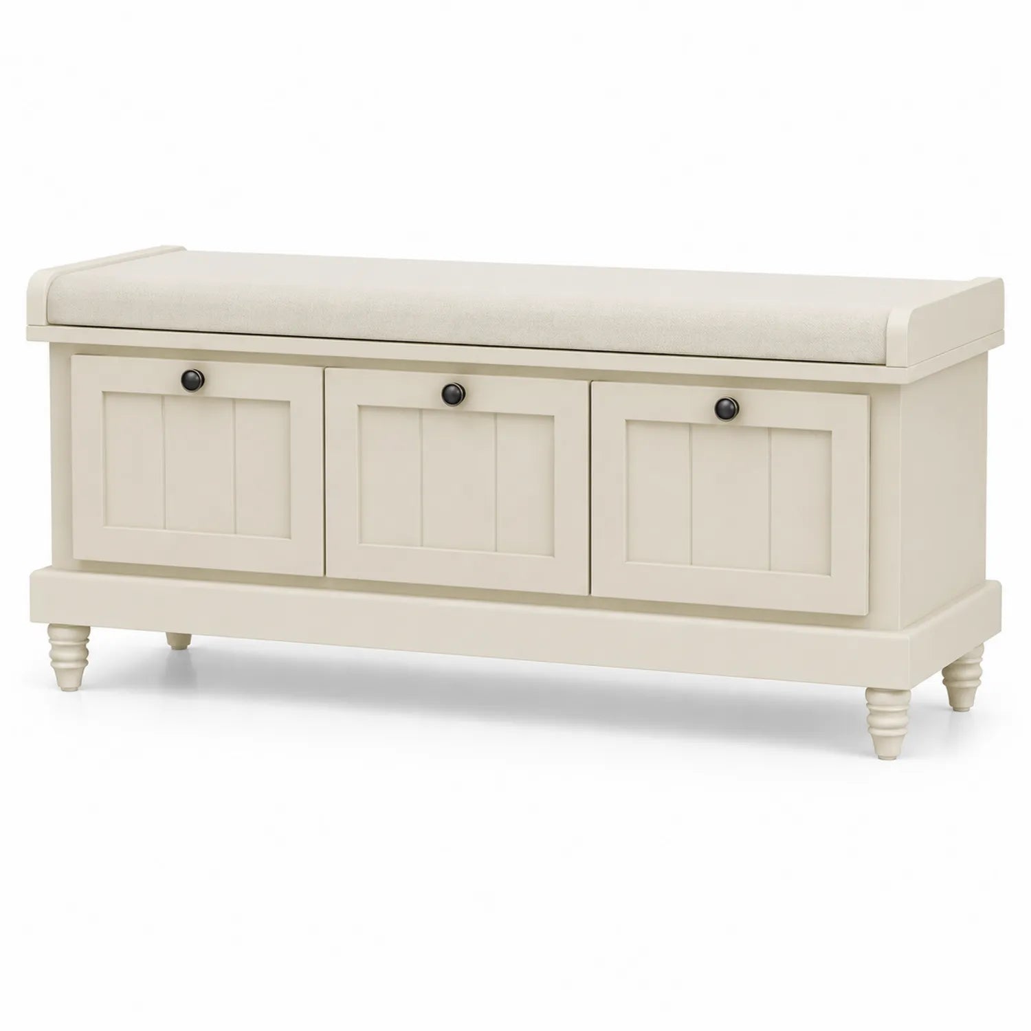 Holz Sitzbank mit Stauraum Beige 120x40x45 cm