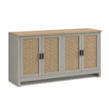 Holz-Sideboard mit Rattangeflecht Türen Grau/Natur 160x40x85cm