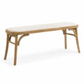 Holzbank mit Polyesterpolsterung Beige 120 cm