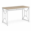 Schreibtisch 120x60x75 cm Holzwerkstoff Eicheoptik Metall Weiß