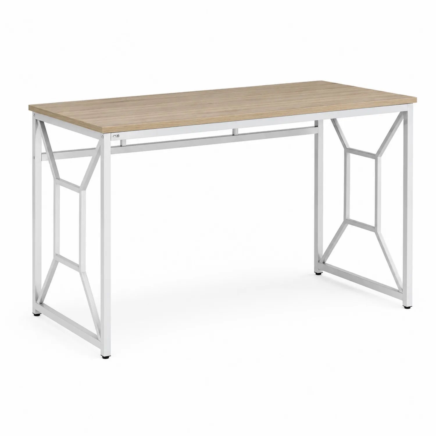 Schreibtisch 120x60x75 cm Holzwerkstoff Eicheoptik Metall Weiß