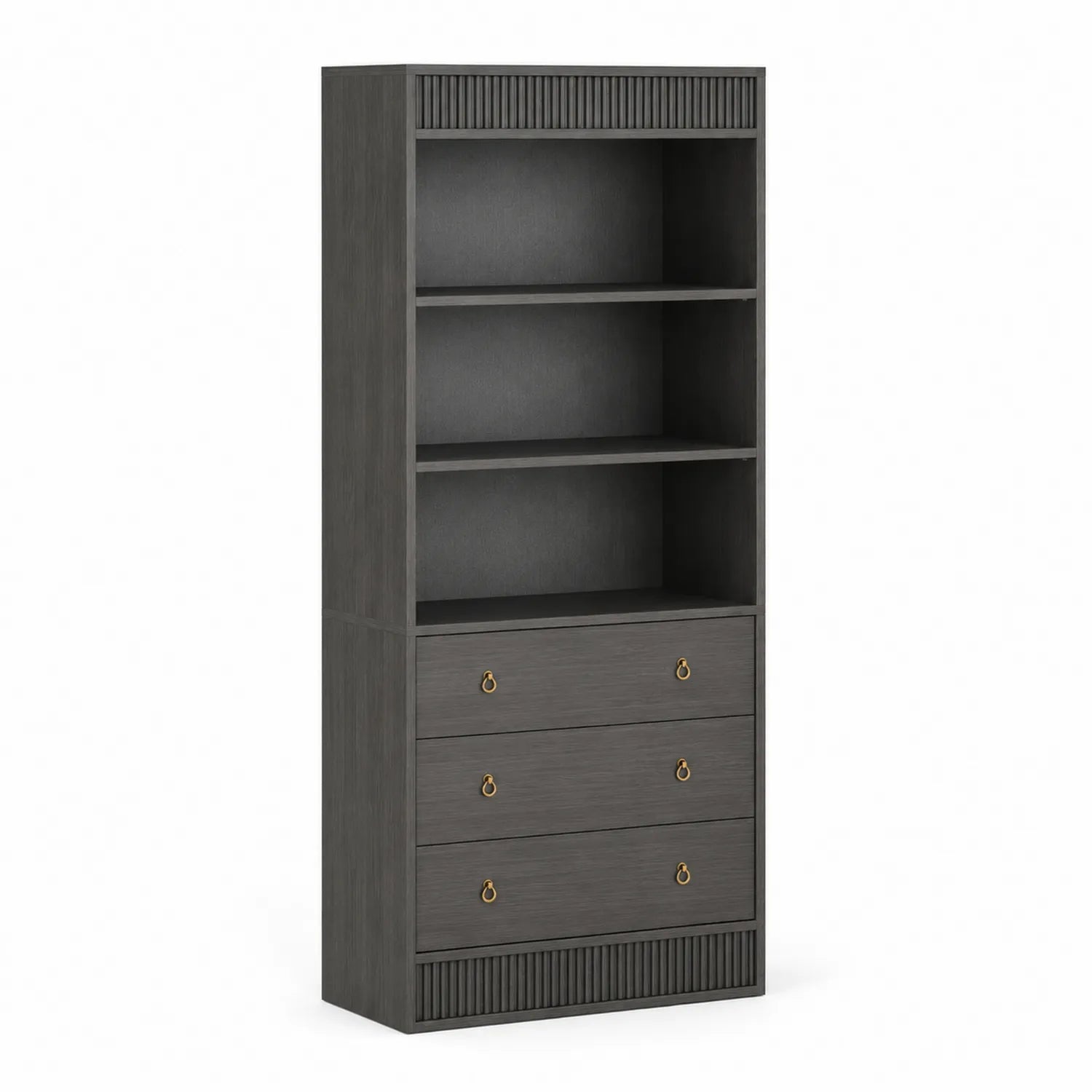 Regal mit Schubladen Holz Dunkelgrau 80x200x35 cm