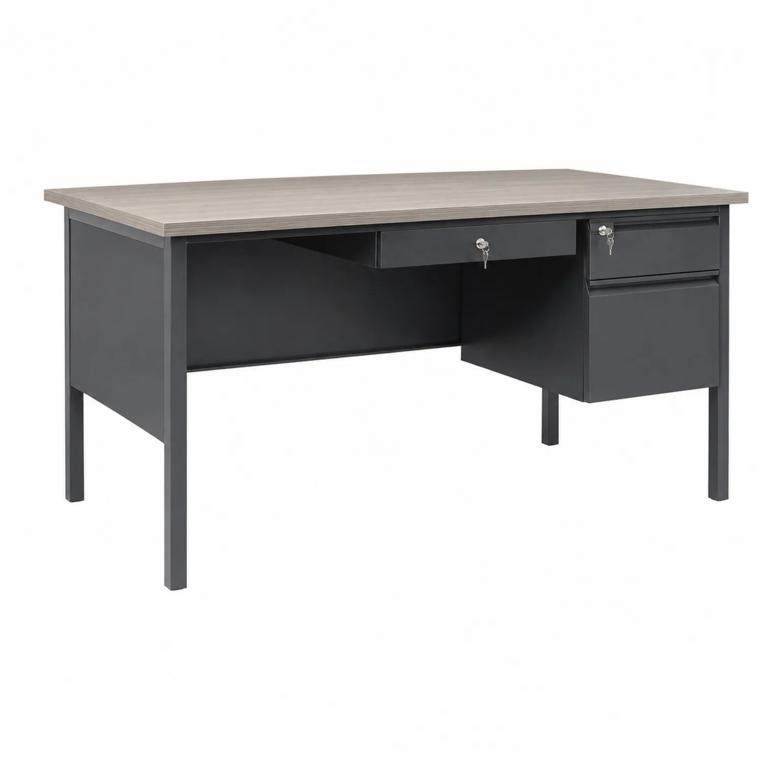 Schreibtisch Rechteckig 140x70x75 cm Holzfurnier/Metall Grau