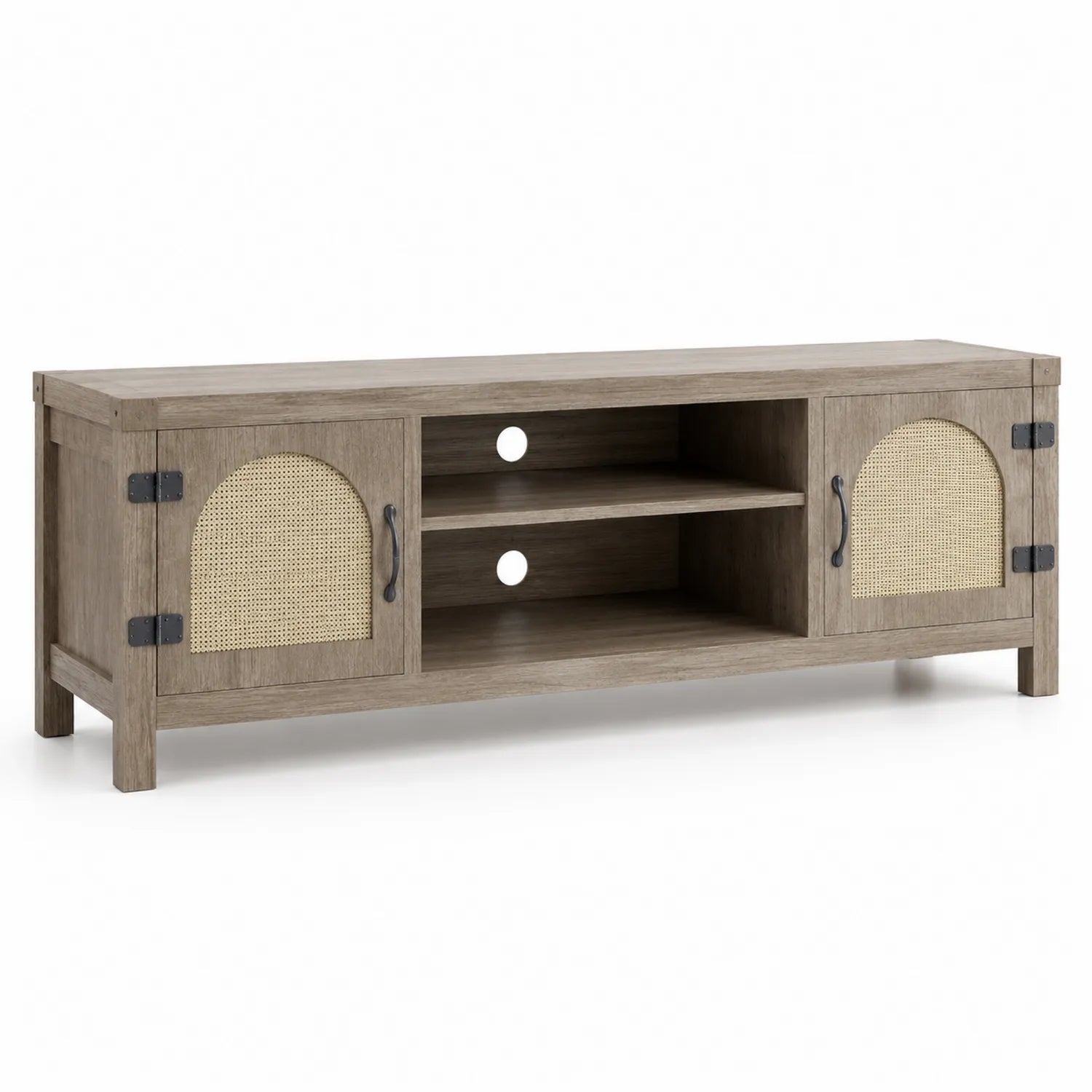 TV-Schrank MDF mit Rattan-Türen 120x40x50 cm