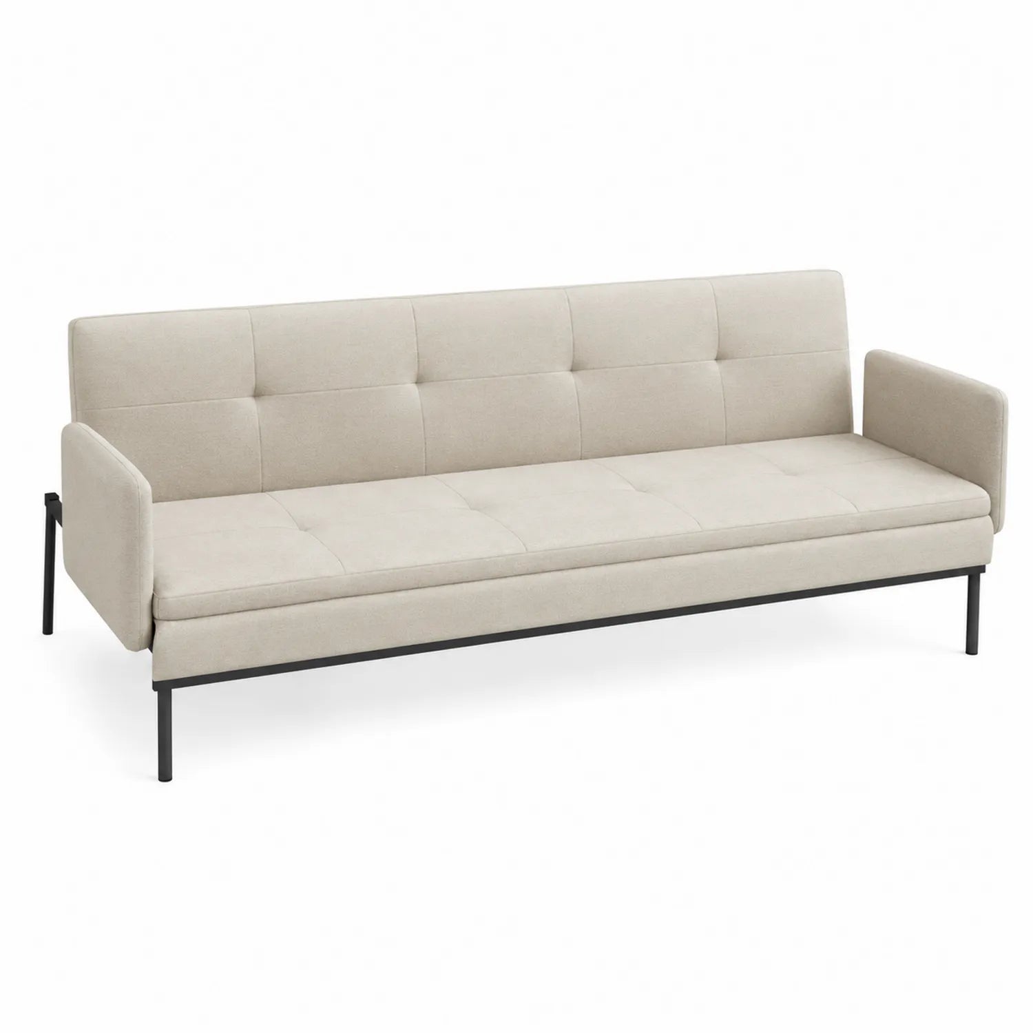 3-Sitzer Sofa Stoff Metallrahmen Beige 200x80x75 cm