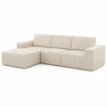Ecksofa mit Ottomane Cord Beige 260x160x85 cm