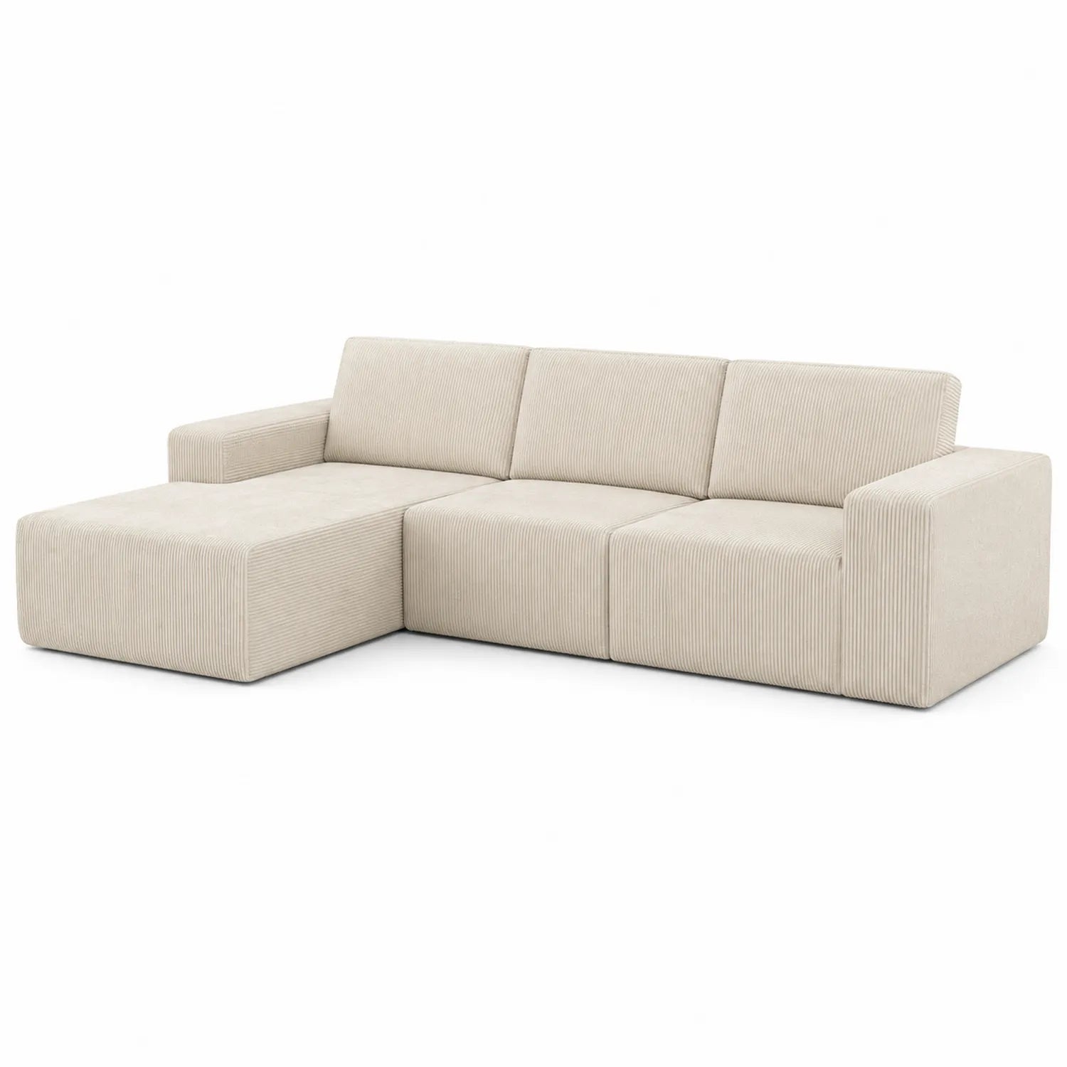 Ecksofa mit Ottomane Cord Beige 260x160x85 cm