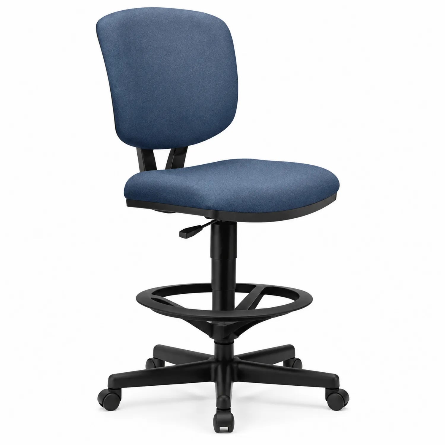 Bürostuhl Stoff Blau höhenverstellbar mit Fußstütze und Rollen