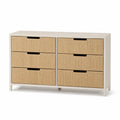 Kommode aus Holz mit 6 Schubladen aus Naturfasern Beige 120x40x80 cm