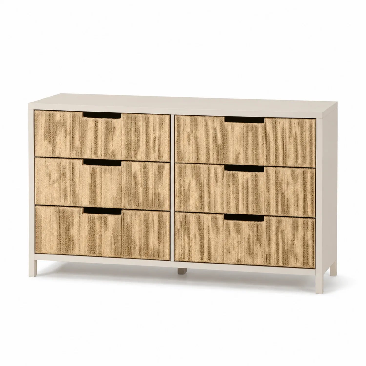 Kommode aus Holz mit 6 Schubladen aus Naturfasern Beige 120x40x80 cm