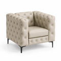 Ledersessel Chesterfield Design 80x80x75 cm Beige