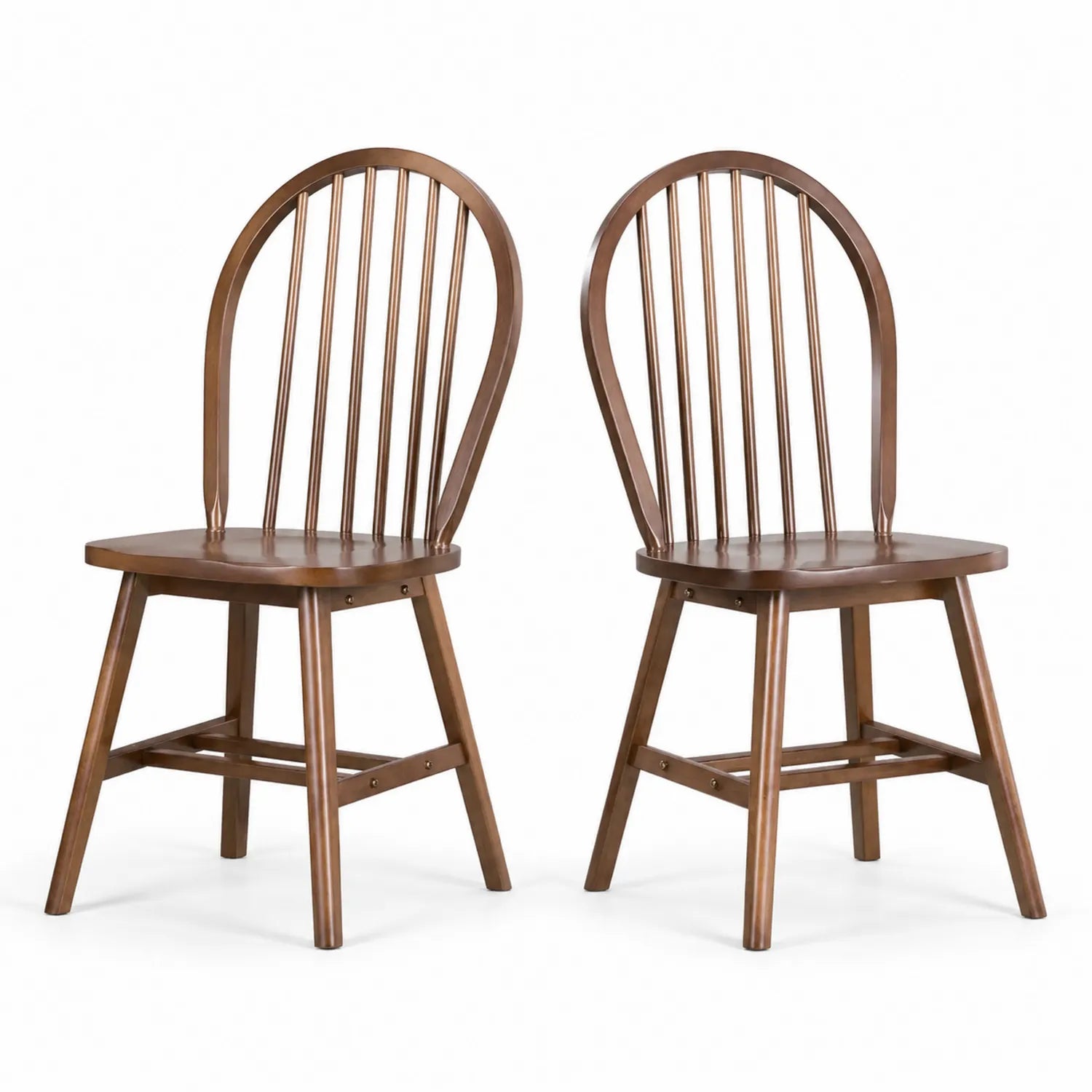 2er Set Esszimmerstühle aus Massivholz Braun