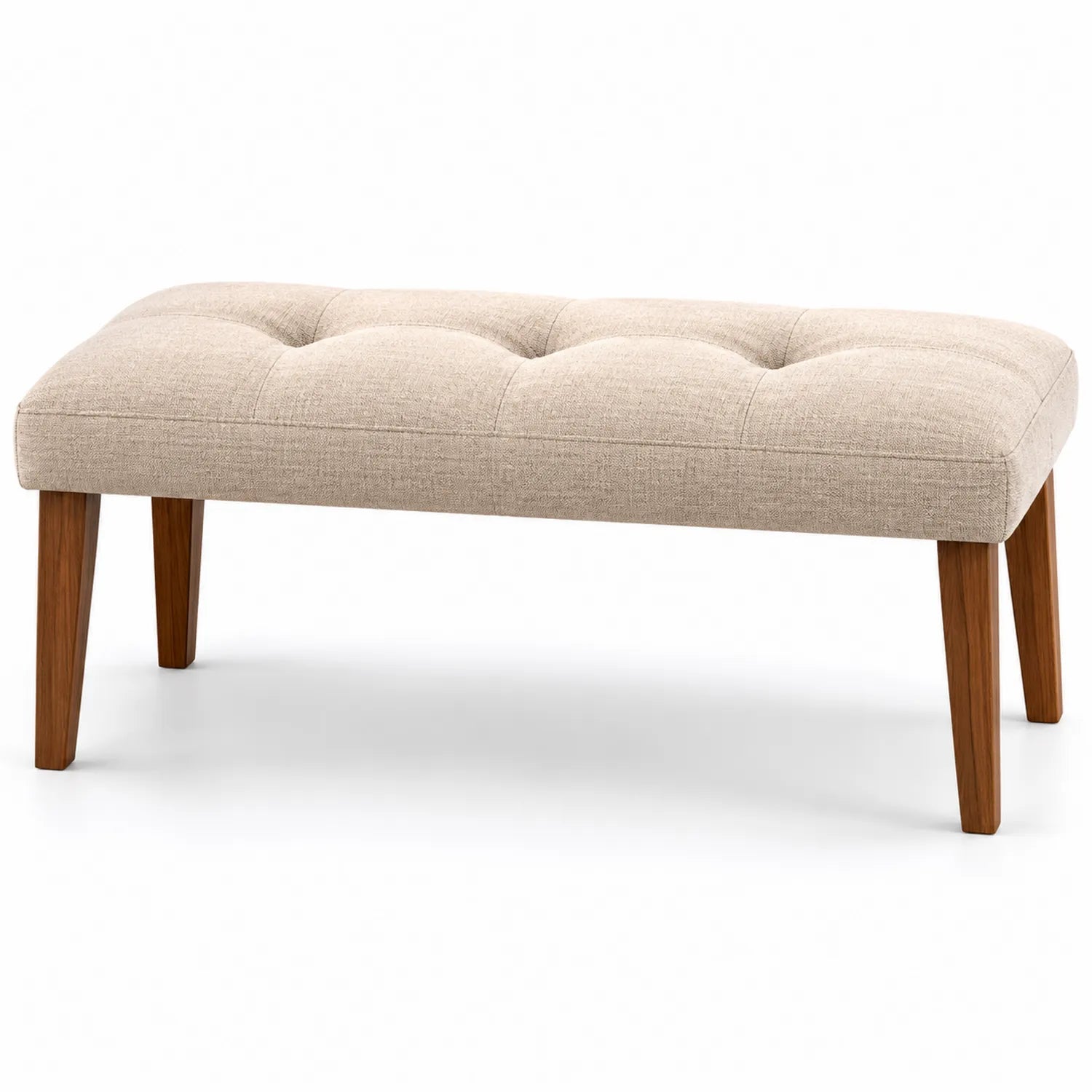 Polsterbank Leinenstoff Beige mit Holzbeinen