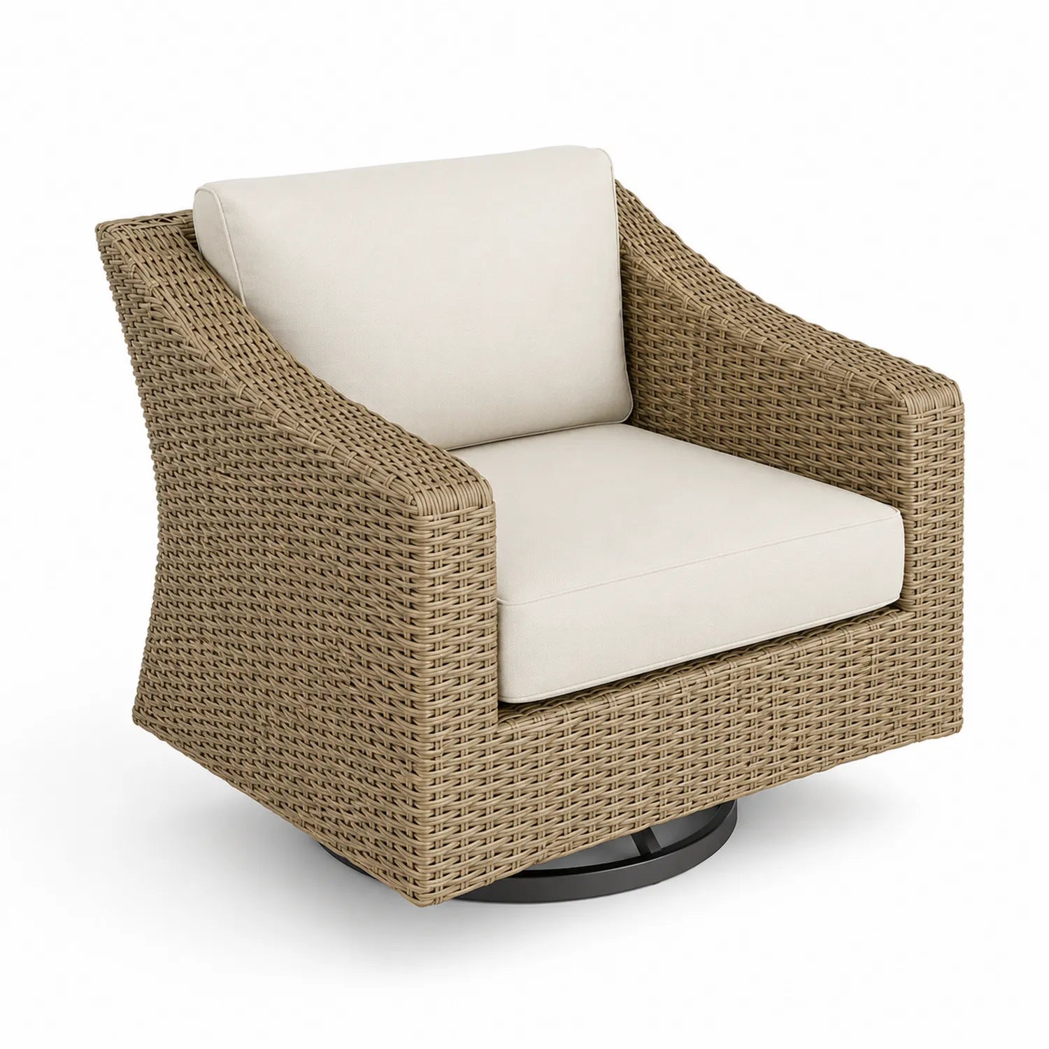 Outdoor Sessel Rattan mit Polyesterkissen und Drehfunktion