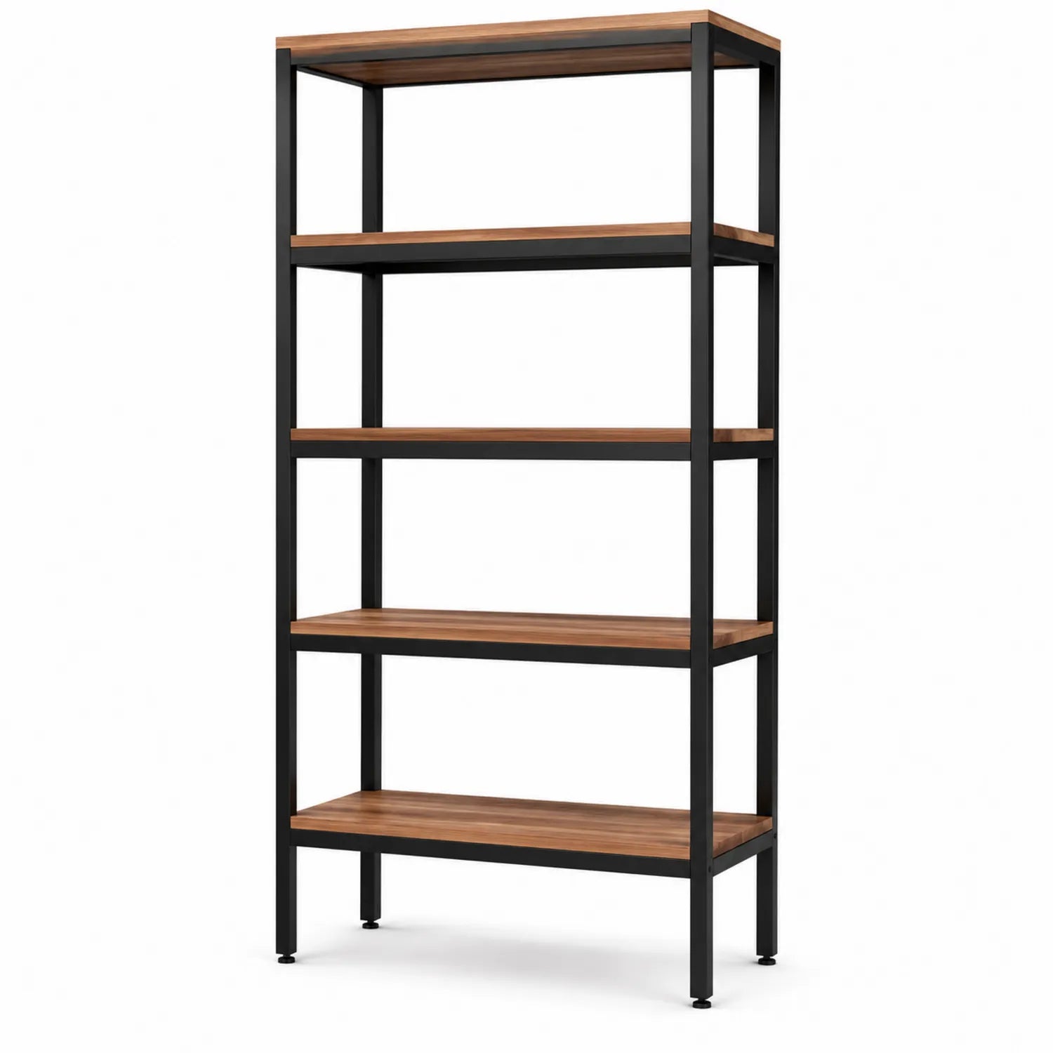 Regal 5-Ebenen Metallrahmen MDF-Holzfurnier 180x90x40 cm