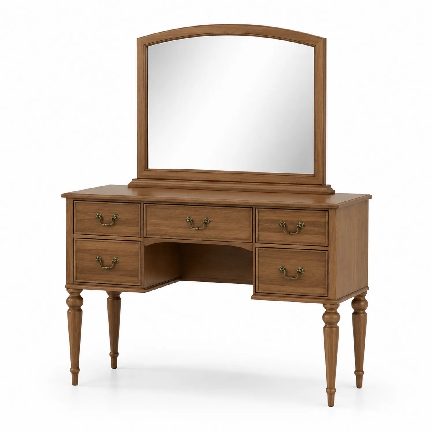 Schminktisch Holz mit Spiegel und 5 Schubladen Walnuss