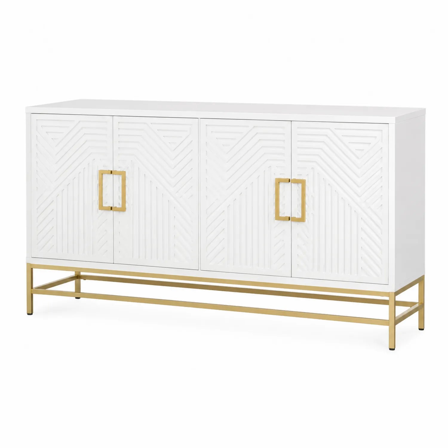 Sideboard aus MDF und Metall Weiß/Gold