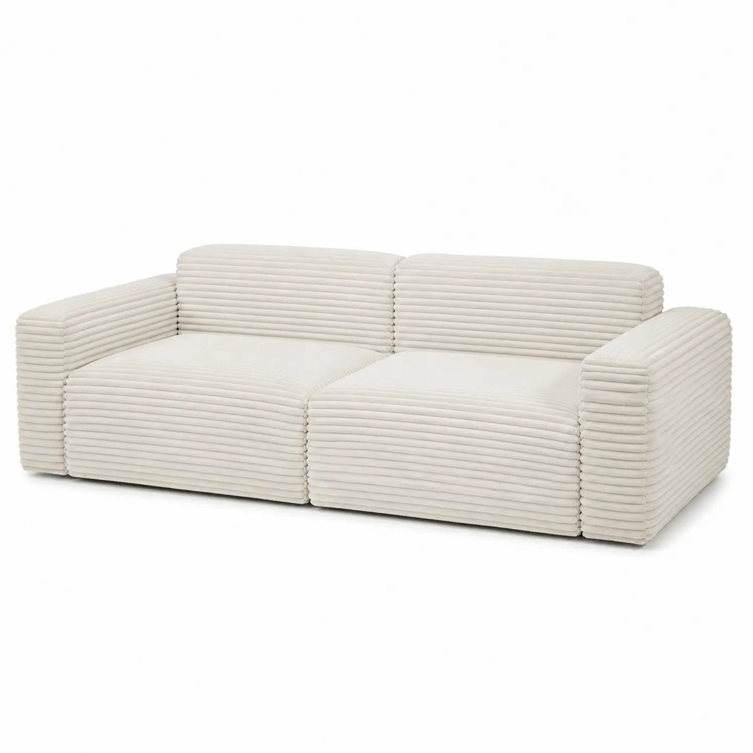 3-Sitzer Sofa Rechteckig Stoff Creme