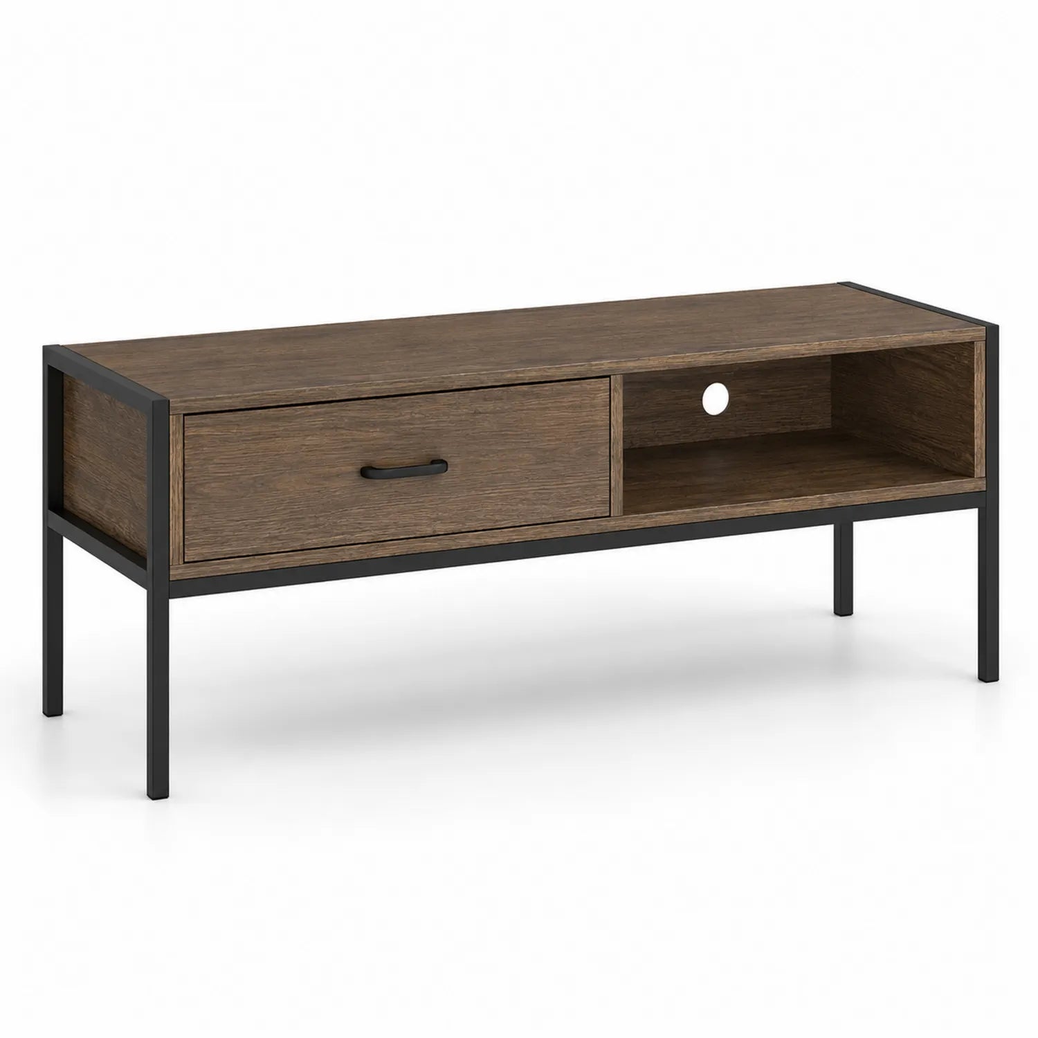 TV-Schrank Holzfurnier Metallgestell Braun/Schwarz 120cm