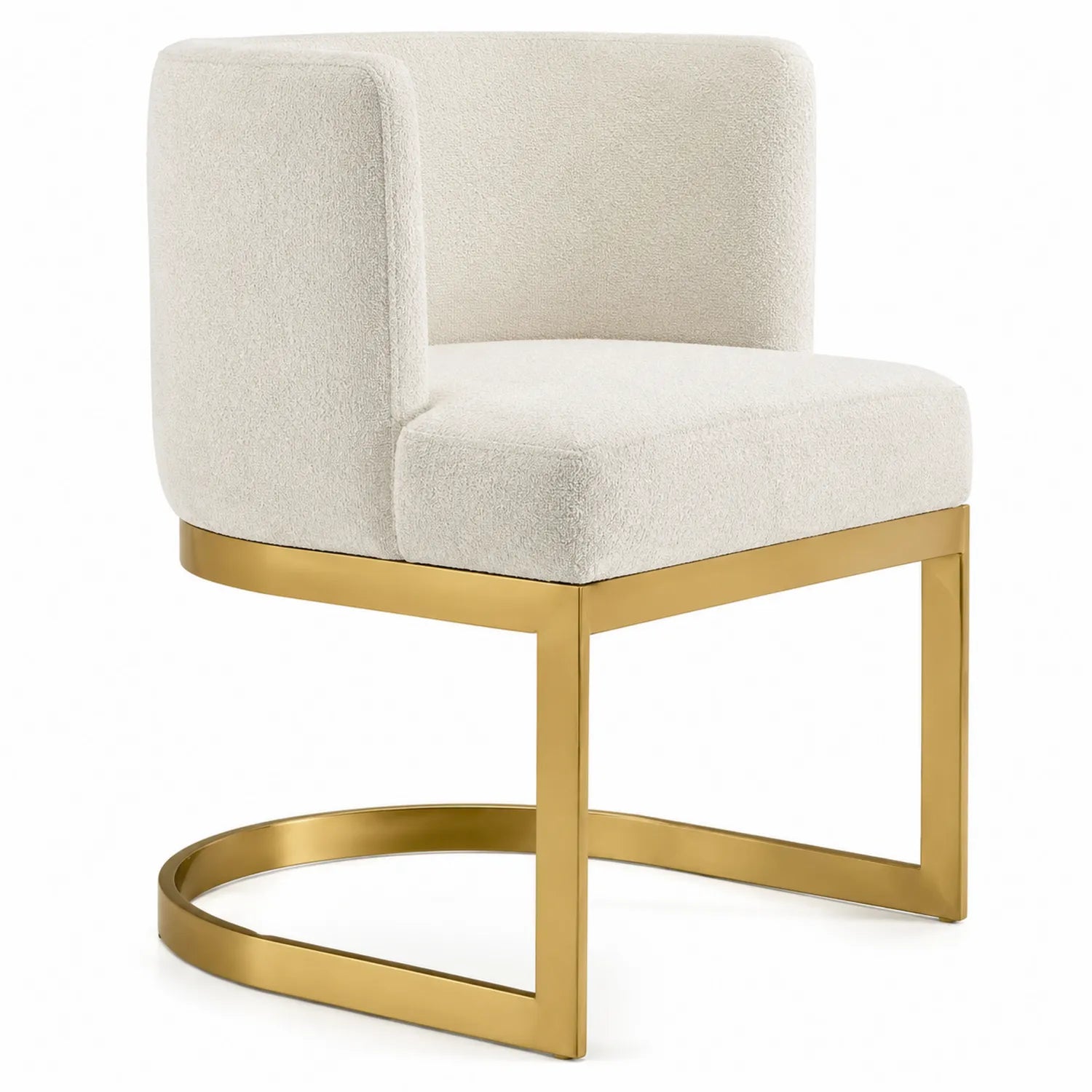 Esszimmerstuhl Bouclé-Stoff Edelstahl Gold Cremeweiß