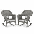 2er-Set Outdoor Schaukelstühle aus Polyethylen Rattan Grau