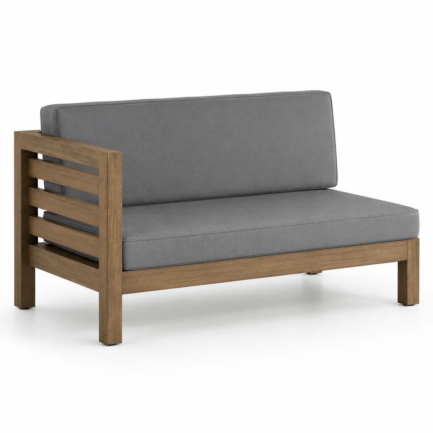 Holzrahmen Outdoor-Sofa Grau Polyester