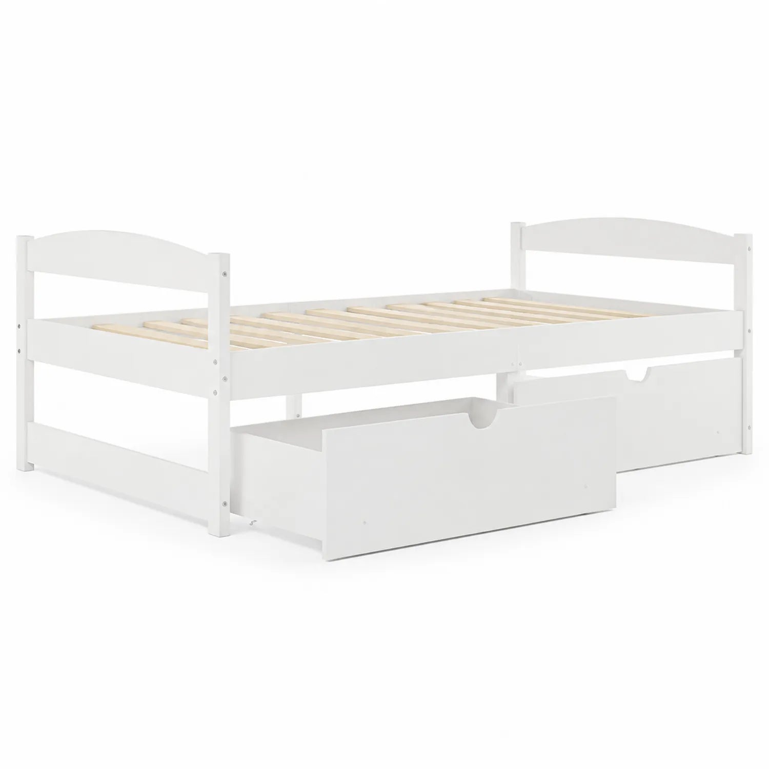 Einzelbett mit Schublade aus Holz Weiß 200x90 cm