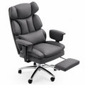 Ergonomischer Bürostuhl aus Kunstleder mit Fußstütze in Dunkelgrau