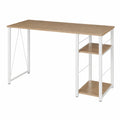 Rechteckiger Schreibtisch mit Regal 120x60x75 cm Holz/Metall Weiß