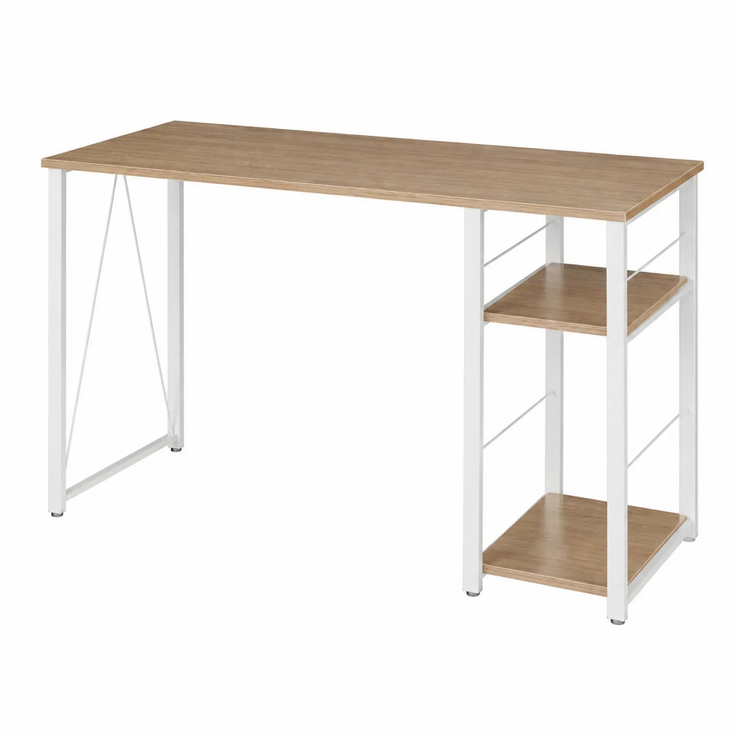 Rechteckiger Schreibtisch mit Regal 120x60x75 cm Holz/Metall Weiß