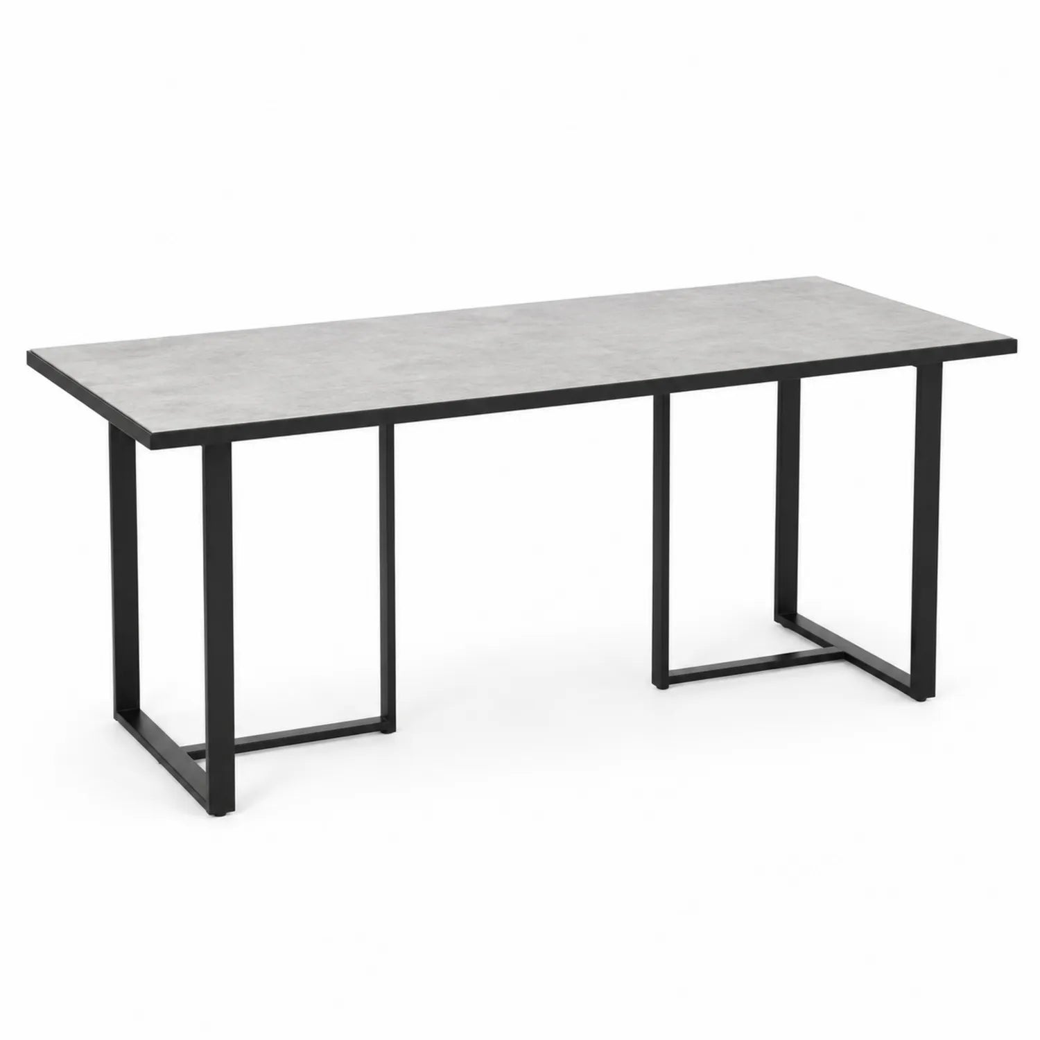 Rechteckiger Esstisch MDF Betonoptik Metall Grau/Schwarz