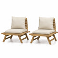 Teakholz Sessel Set mit Polyesterkissen, 2-teilig