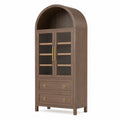 Holz Buffetschrank mit Glastüren und Metallgriffen Braun