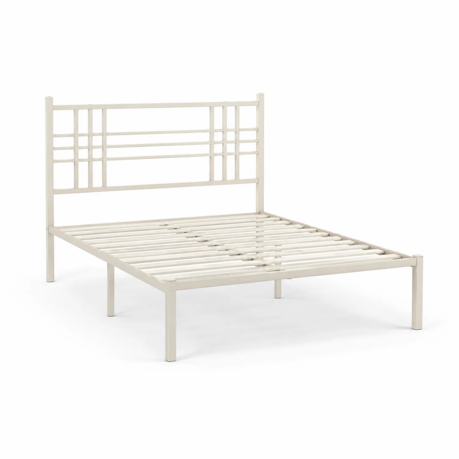 Metallbett aus pulverbeschichtetem Stahl Beige 200x160 cm