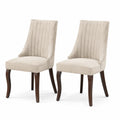 Holz Esszimmerstuhl Set mit Polyestergewebe Beige