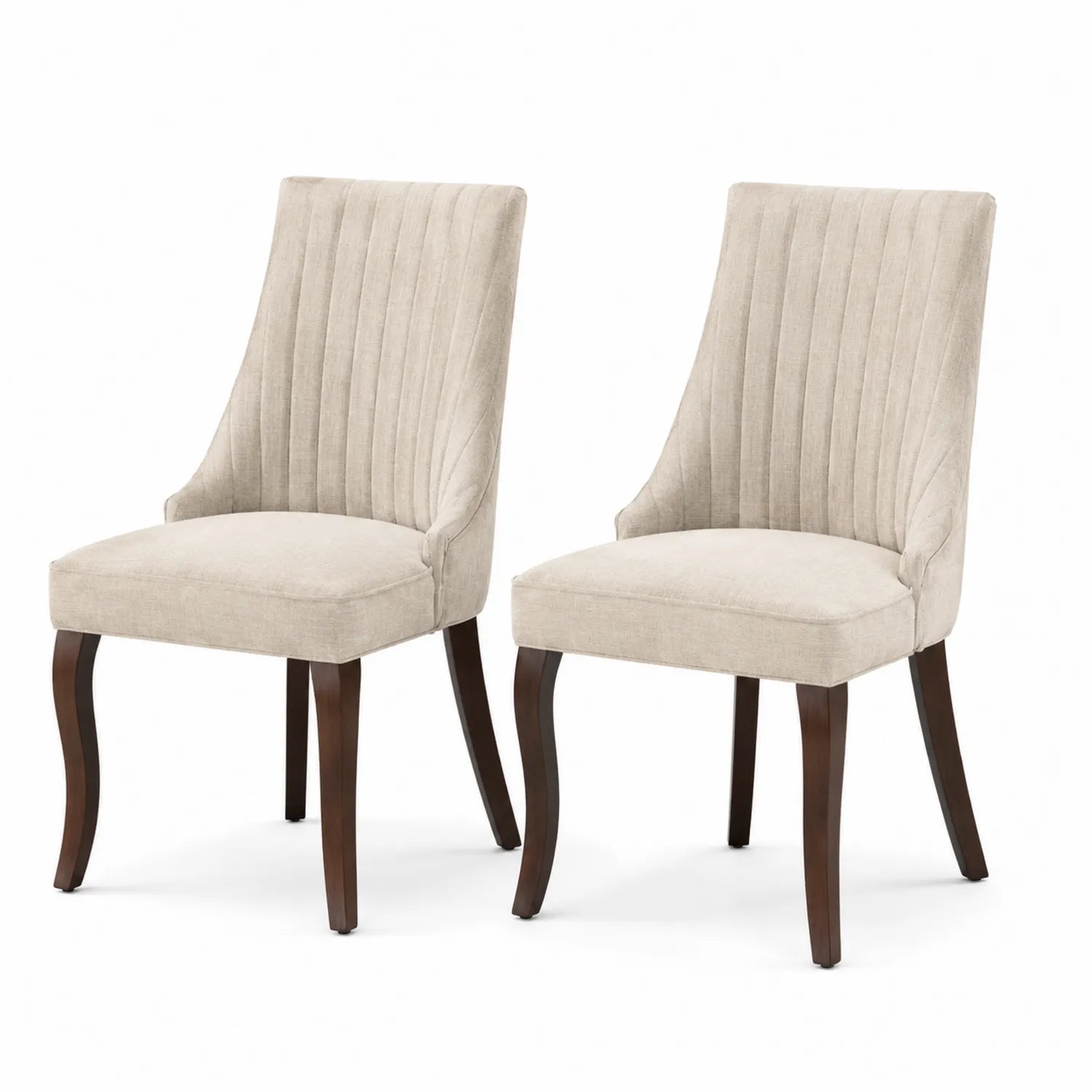 Holz Esszimmerstuhl Set mit Polyestergewebe Beige