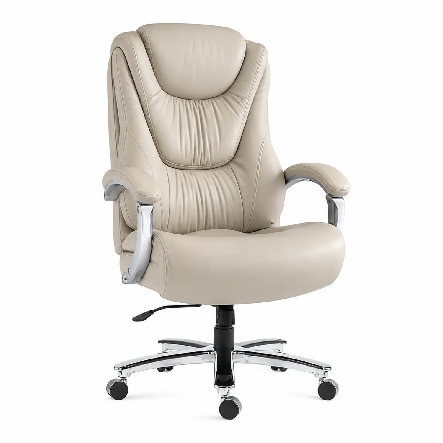 Bürostuhl PU-Leder Beige Höhenverstellbar