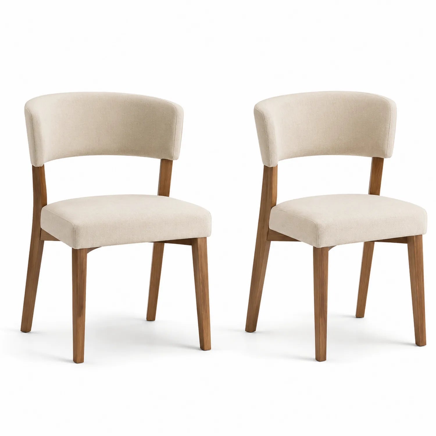 2er Set Esszimmerstühle aus Holz und Stoff Beige