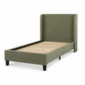Einzelbett Stoffbezug Grün Holz 200x90 cm