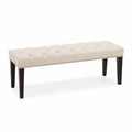 Bank mit Leinenstoffpolsterung und Massivholzrahmen Beige
