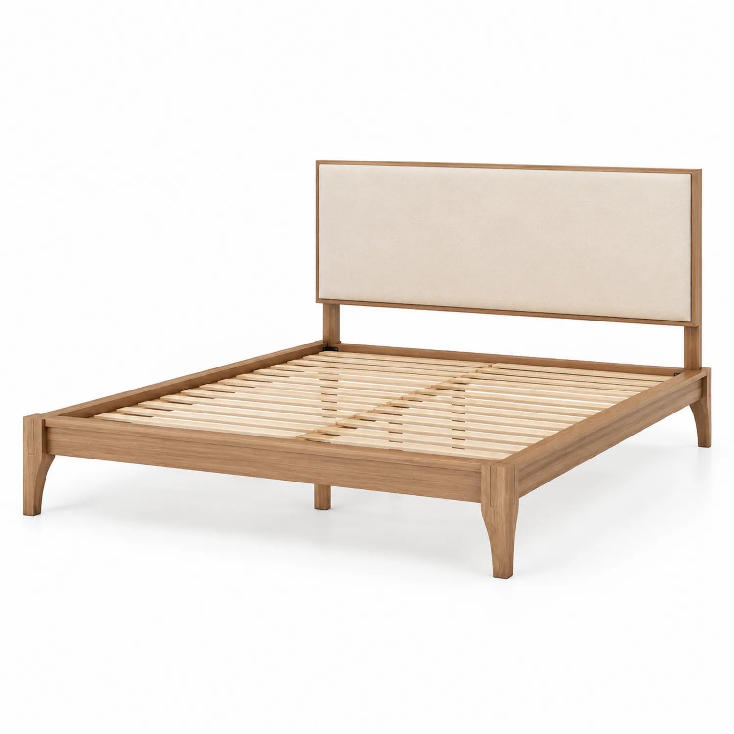 Holzbett mit Polsterkopfteil 200x160 cm Eiche Beige