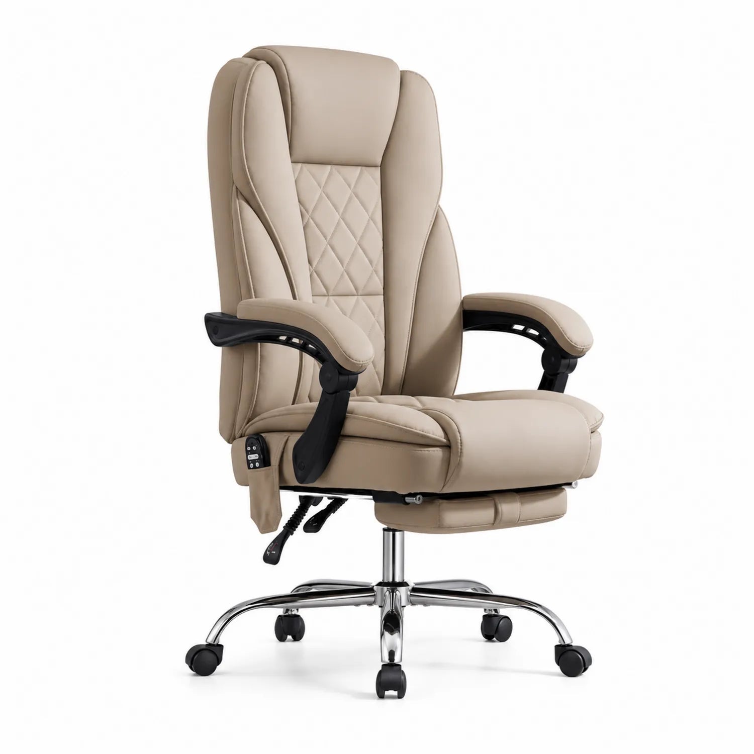 Ergonomischer Schreibtischstuhl PU-Leder Beige Verstellbar