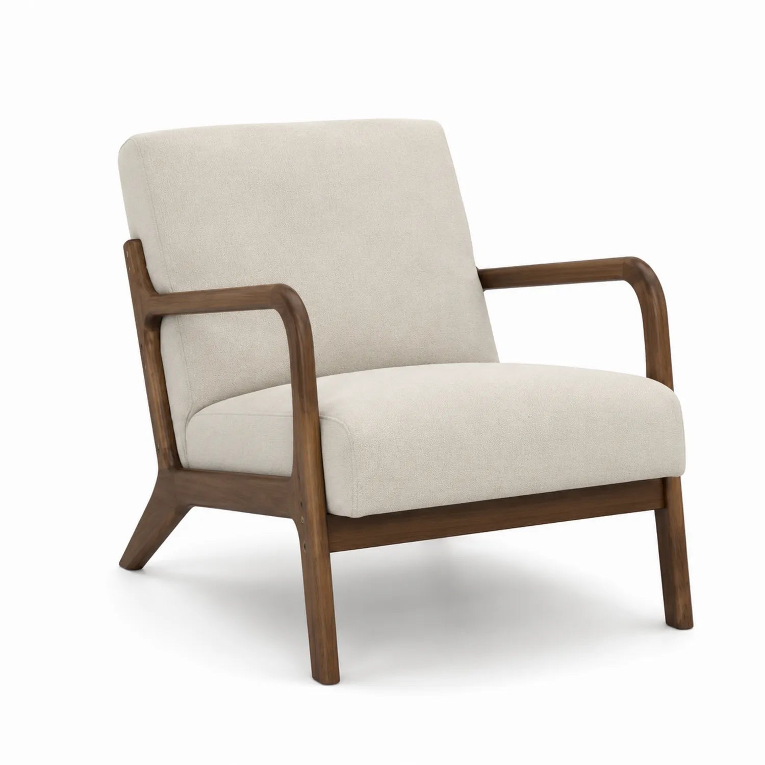 Sessel mit Holzrahmen und Stoff Beige