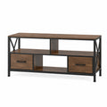 TV-Tisch aus MDF und Stahl 120x40x50 cm Braun/Schwarz
