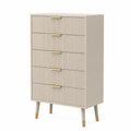 Holzkommode mit fünf Schubladen Beige und Gold 120cm