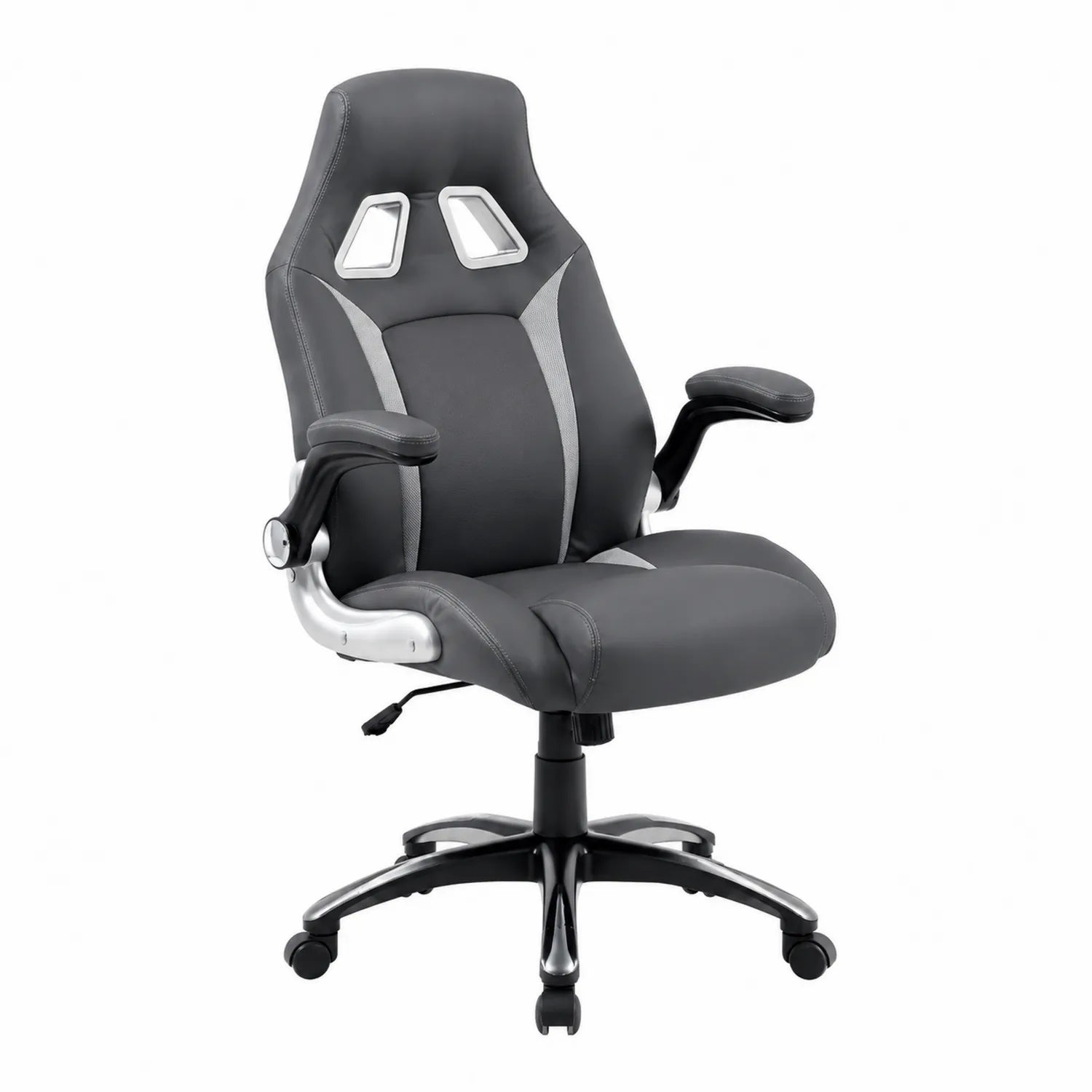 Ergonomischer Bürostuhl Racing-Stil Kunstleder Grau