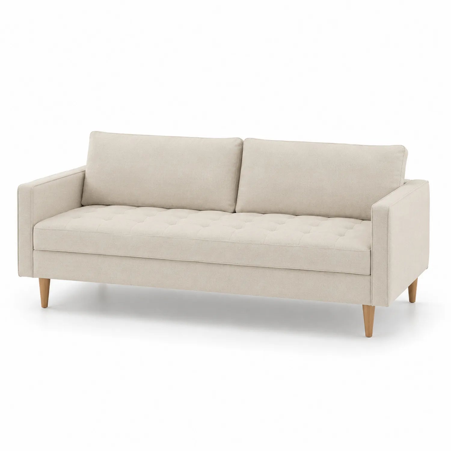 3-Sitzer Sofa Stoff Beige mit Holzfüßen
